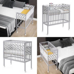 Beistellbett "Sophie" Grau 40 X 90 Cm 2 Seitenschienen Vitalispa -Möbel Store m2683 08 ol