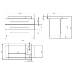 Wickelkommode "Malia" Anthrazit 133 X 89.6 Cm Vitalispa -Möbel Store m2702 03 ol