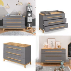 Wickelkommode "Malia" Anthrazit 133 X 89.6 Cm Vitalispa -Möbel Store m2702 08 ol