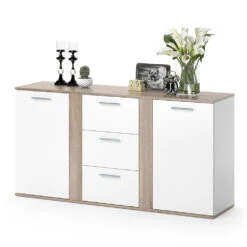 Sideboard "Novelli" Sonoma/Weiß 155 X 80 Cm Mit Schubladen Vicco -Möbel Store m2706 07 ol