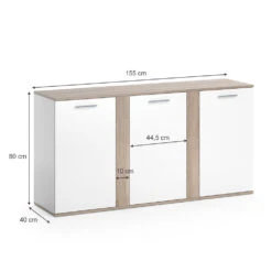 Sideboard "Novelli" Sonoma/Weiß 155 X 80 Cm Mit Türen Vicco -Möbel Store m2708 03 ol