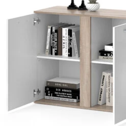 Sideboard "Novelli" Sonoma/Weiß 155 X 80 Cm Mit Türen Vicco -Möbel Store m2708 06 ol