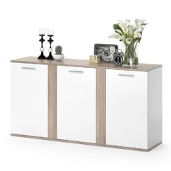Sideboard "Novelli" Sonoma/Weiß 155 X 80 Cm Mit Türen Vicco -Möbel Store m2708 07 ol