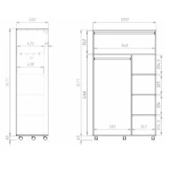 Kleiderschrank "Doros" Weiß 100 X 168 Cm Vicco -Möbel Store m2716 03 ol