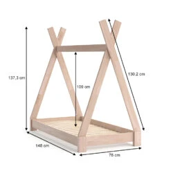 Tipi-Bett "Tipi" Naturholz 70x140 Cm Vitalispa -Möbel Store m2741 03 ol