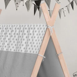 Tipi-Bett "Tipi" Naturholz 90x200 Cm Mit Überwurf Vitalispa -Möbel Store m2745 bu 05 ol