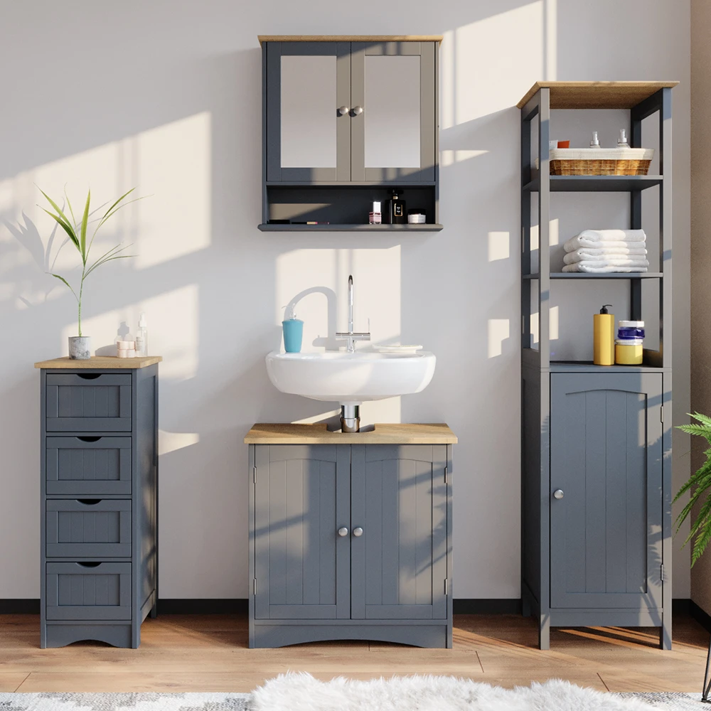 Waschbeckenunterschrank "Bianco" Grau 60 X 60 Cm Vicco 6 Waschbeckenunterschrank "Bianco" Grau 60 X 60 Cm Vicco – Bild 4