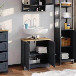 Waschbeckenunterschrank "Bianco" Grau 60 X 60 Cm Vicco 13 Waschbeckenunterschrank "Bianco" Grau 60 X 60 Cm Vicco -Möbel Store m2758 05 ol