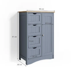 Badschrank "Bianco" Grau 55 X 81 Cm Vicco -Möbel Store m2760 03 ol