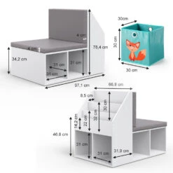 Kinderregal "Onix" Weiß 97.1 X 78.4 Cm Mit 6 Faltboxen Opt.1 Vicco -Möbel Store m2764 03 ol