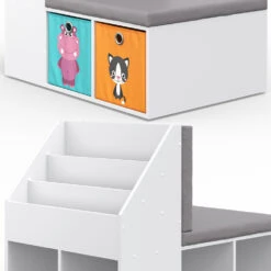 Kinderregal "Onix" Weiß 97.1 X 78.4 Cm Mit 6 Faltboxen Opt.1 Vicco -Möbel Store m2764 06 ol