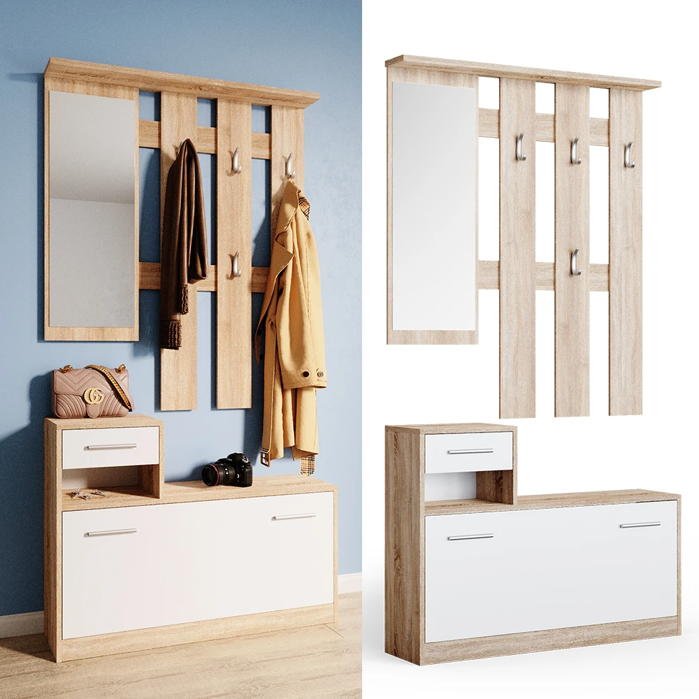 Garderobe "Billy" Weiß/Sonoma 25 X 191 Cm Vicco 4 Garderobe "Billy" Weiß/Sonoma 25 X 191 Cm Vicco – Bild 2