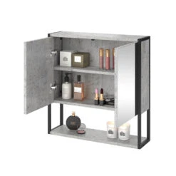 Bad Spiegelschrank "Fyrk" Beton/Schwarz 60 X 60 Cm Vicco -Möbel Store m2847 07 ol