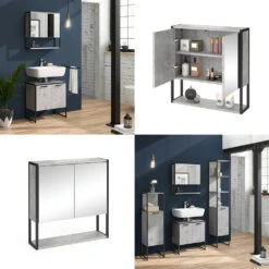 Bad Spiegelschrank "Fyrk" Beton/Schwarz 60 X 60 Cm Vicco -Möbel Store m2847 08 ol