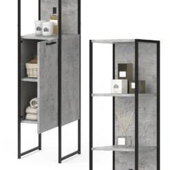 Badschrank "Fyrk" Beton/Schwarz 33 X 185 Cm Vicco -Möbel Store m2849 06 ol