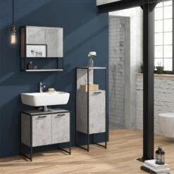 Midischrank "Fyrk" Beton/Schwarz 33 X 120.4 Cm Vicco -Möbel Store m2850 04 ol