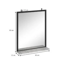 Badezimmerspiegel "Fyrk" Beton/Schwarz 50 X 60 Cm Vicco -Möbel Store m2854 03 ol