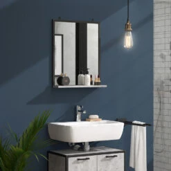 Badezimmerspiegel "Fyrk" Beton/Schwarz 50 X 60 Cm Vicco -Möbel Store m2854 05 ol