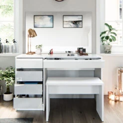 Schminktisch "Sherry" Weiß 120 Cm Mit Bank Vicco -Möbel Store m2859 s bw 05 ol