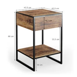 Nachttisch "Fyrk" Eiche Rustikal/Schwarz 43.5 X 66 Cm 2er Set Vicco -Möbel Store m2880 03 ol