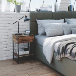 Nachttisch "Fyrk" Eiche Rustikal/Schwarz 43.5 X 66 Cm 2er Set Vicco -Möbel Store m2880 05 ol