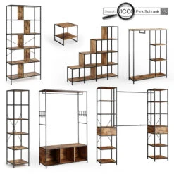 Nachttisch "Fyrk" Eiche Rustikal/Schwarz 43.5 X 66 Cm 2er Set Vicco -Möbel Store m2880 08 ol