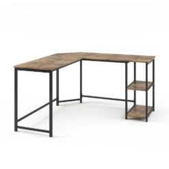 Eckschreibtisch "Fyrk" Eiche Rustikal/Schwarz 138 X 138 Cm Vicco