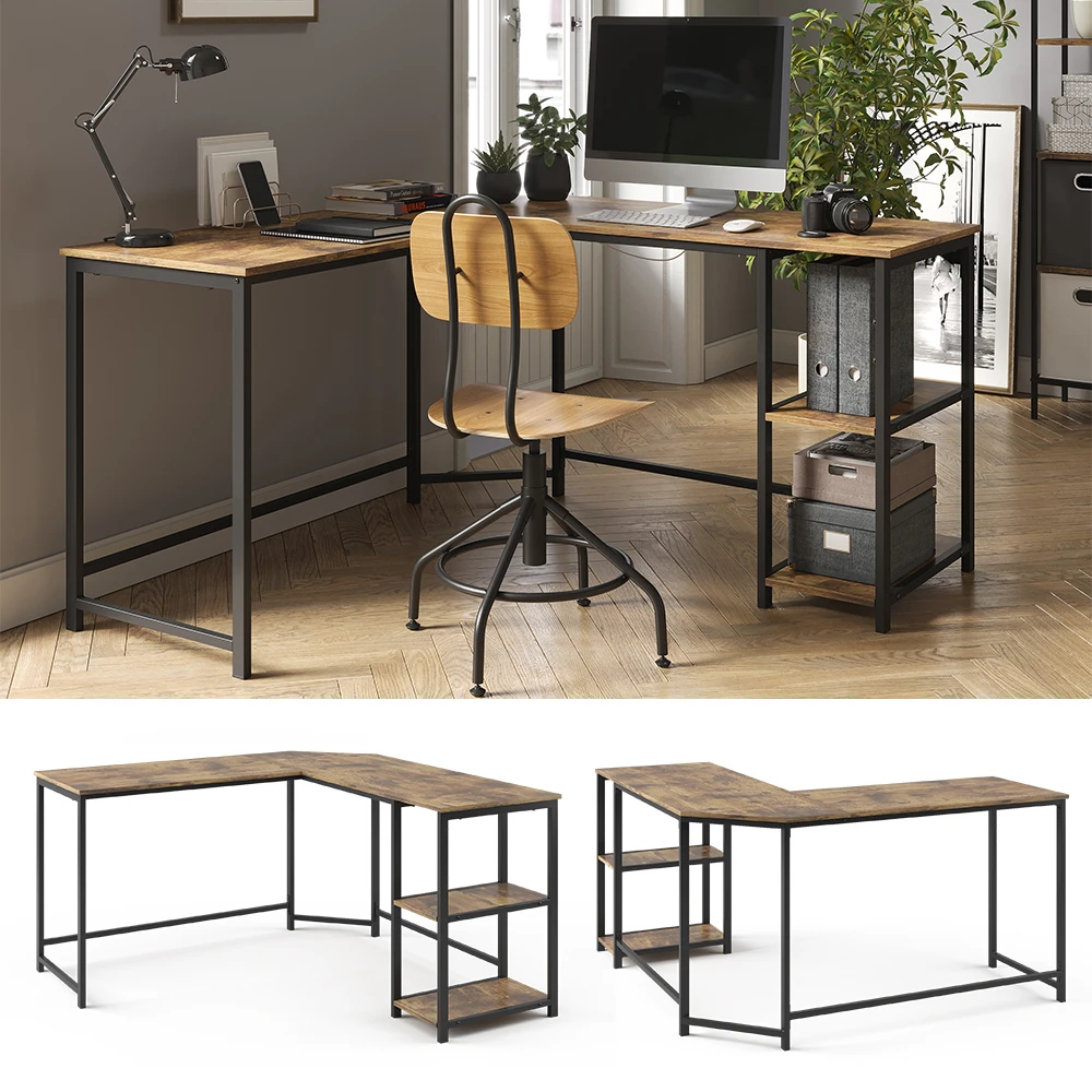 Eckschreibtisch "Fyrk" Eiche Rustikal/Schwarz 138 X 138 Cm Vicco 4 Eckschreibtisch "Fyrk" Eiche Rustikal/Schwarz 138 X 138 Cm Vicco – Bild 2