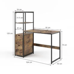 Schreibtisch "Fyrk" Eiche Rustikal/Schwarz 124 X 54 Cm Vicco 13 Schreibtisch "Fyrk" Eiche Rustikal/Schwarz 124 X 54 Cm Vicco -Möbel Store m2887 03 ol