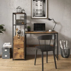 Schreibtisch "Fyrk" Eiche Rustikal/Schwarz 124 X 54 Cm Vicco 14 Schreibtisch "Fyrk" Eiche Rustikal/Schwarz 124 X 54 Cm Vicco -Möbel Store m2887 04 ol