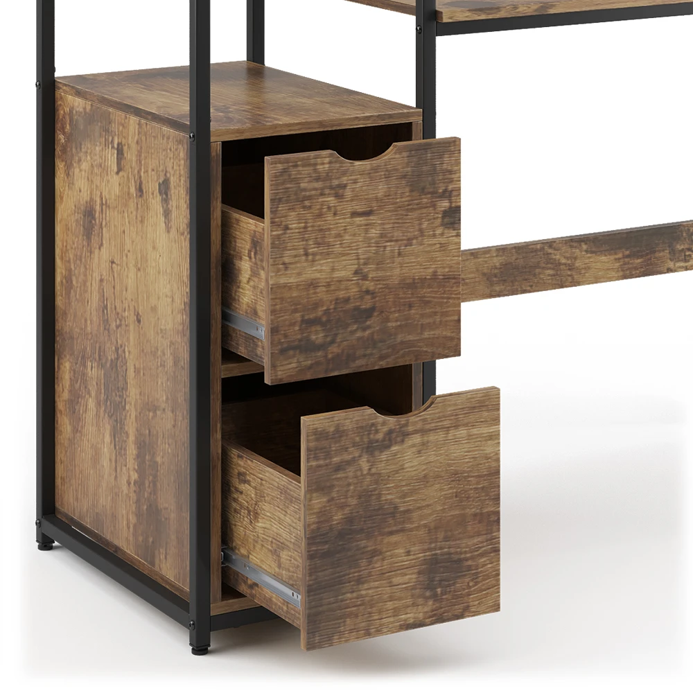 Schreibtisch "Fyrk" Eiche Rustikal/Schwarz 124 X 54 Cm Vicco 8 Schreibtisch "Fyrk" Eiche Rustikal/Schwarz 124 X 54 Cm Vicco – Bild 6