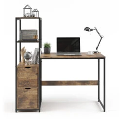 Schreibtisch "Fyrk" Eiche Rustikal/Schwarz 124 X 54 Cm Vicco 17 Schreibtisch "Fyrk" Eiche Rustikal/Schwarz 124 X 54 Cm Vicco -Möbel Store m2887 07 ol