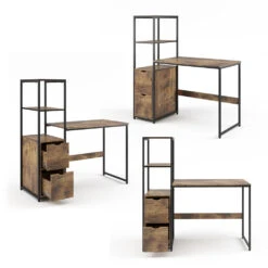 Schreibtisch "Fyrk" Eiche Rustikal/Schwarz 124 X 54 Cm Vicco 18 Schreibtisch "Fyrk" Eiche Rustikal/Schwarz 124 X 54 Cm Vicco -Möbel Store m2887 08 ol