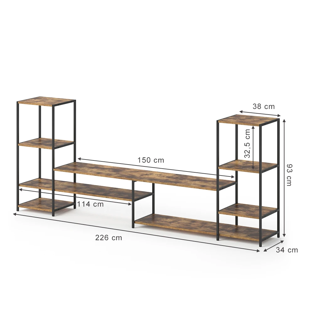 Lowboard "Fyrk" Eiche Rustikal/Schwarz 226 X 93 Cm Vicco 5 Lowboard "Fyrk" Eiche Rustikal/Schwarz 226 X 93 Cm Vicco – Bild 3