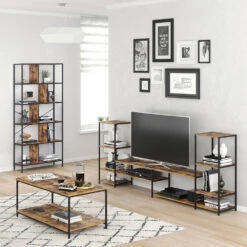 Lowboard "Fyrk" Eiche Rustikal/Schwarz 226 X 93 Cm Vicco 12 Lowboard "Fyrk" Eiche Rustikal/Schwarz 226 X 93 Cm Vicco -Möbel Store m2889 04 ol