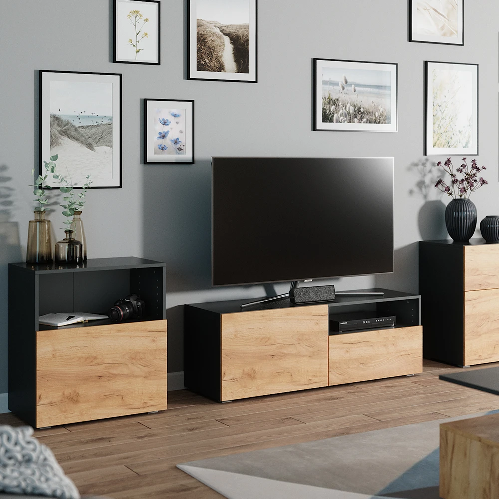 Schrank „Compo“ Klein Anthrazit/Eiche Mit Schublade Vicco 7 Schrank „Compo“ Klein Anthrazit/Eiche Mit Schublade Vicco – Bild 5