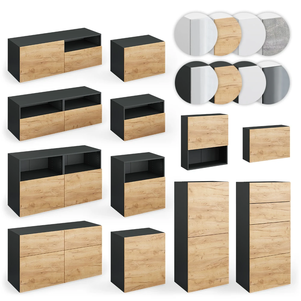 Schrank „Compo“ Klein Anthrazit/Eiche Mit Schublade Vicco 9 Schrank „Compo“ Klein Anthrazit/Eiche Mit Schublade Vicco – Bild 7