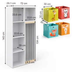 Kinderregal "Marvin" Weiß 72 X 143 Cm Mit 4 Faltboxen Opt.1 Vicco 12 Kinderregal "Marvin" Weiß 72 X 143 Cm Mit 4 Faltboxen Opt.1 Vicco -Möbel Store m3000 fb2046 47 03 ol