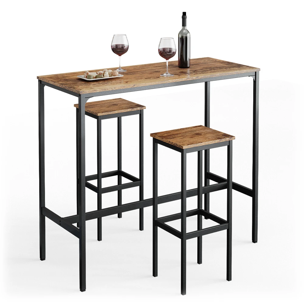 Bartisch Set "Fyrk" Eiche Rustikal/Schwarz 120 X 50 Cm Mit 2 Barhockern Vicco 9 Bartisch Set "Fyrk" Eiche Rustikal/Schwarz 120 X 50 Cm Mit 2 Barhockern Vicco – Bild 7