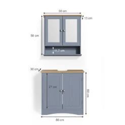 Badmöbel Set "Bianco" Grau 2 Teile Vicco -Möbel Store m3023 03 ol