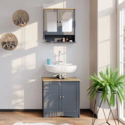 Badmöbel Set "Bianco" Grau 2 Teile Vicco -Möbel Store m3023 04 ol