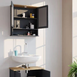 Badmöbel Set "Bianco" Grau 2 Teile Vicco -Möbel Store m3023 05 ol