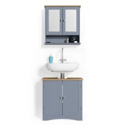 Badmöbel Set "Bianco" Grau 2 Teile Vicco -Möbel Store m3023 07 ol