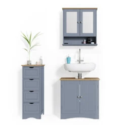 Badmöbel Set "Bianco" Grau 3 Teile Vicco -Möbel Store m3025 07 ol