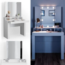 Schminktisch "Nora" Weiß 90 Cm Mit LED Beleuchtung Vicco -Möbel Store m3032 l 02 ol