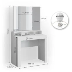 Schminktisch "Nora" Weiß 90 Cm Mit LED Beleuchtung Vicco -Möbel Store m3032 l 03 ol