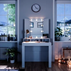 Schminktisch "Nora" Weiß 90 Cm Mit LED Beleuchtung Vicco -Möbel Store m3032 l 04 ol