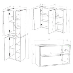 Badmöbel Set "Viola" Anthrazit/Eiche 3 Teile Vicco -Möbel Store m3128 03 ol
