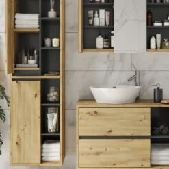 Badmöbel Set "Viola" Anthrazit/Eiche 3 Teile Vicco -Möbel Store m3128 05 ol