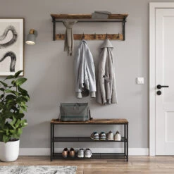 Wandgarderobe "Fyrk" Eiche Rustikal/Schwarz 100 X 30 Cm Vicco -Möbel Store m3136 04 ol